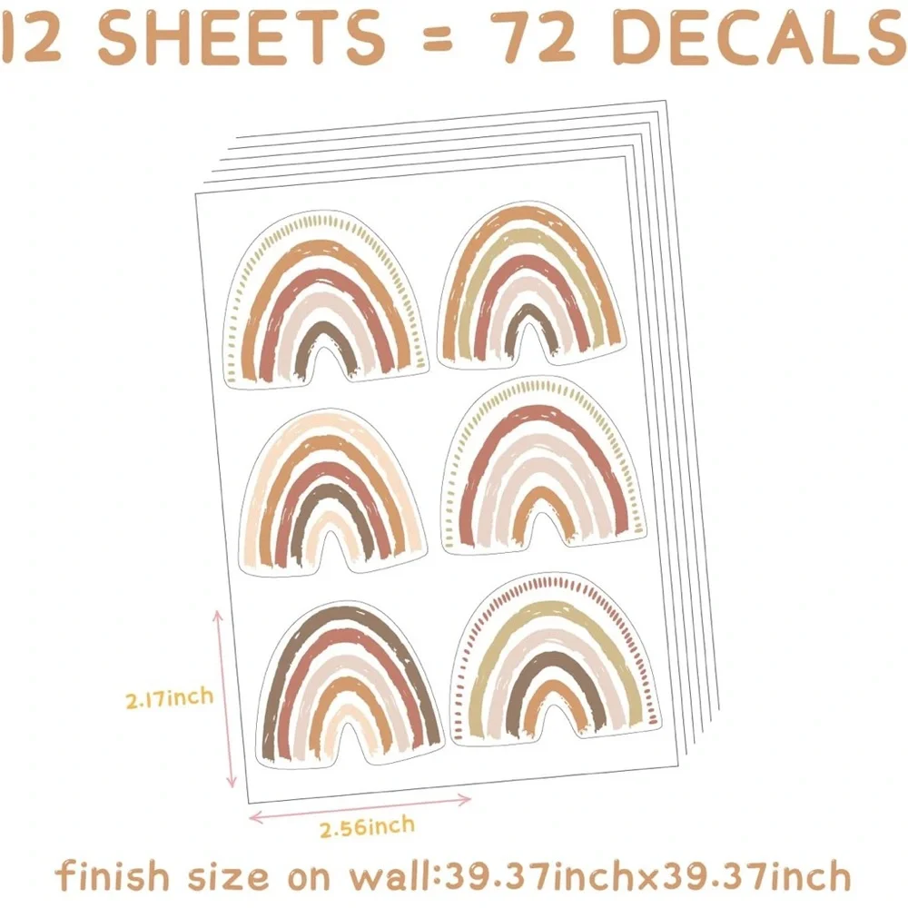 Neutral Rainbow Wall Decal Stickers - Set of Pastel Rainbows